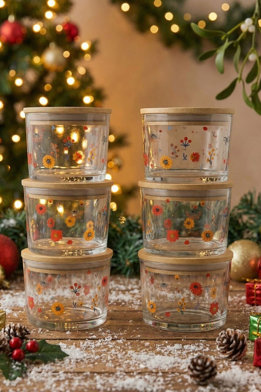 Set recipiente depozitare, Hermia, 409PBH1418, Capac din bambus: (6 bucăți), Transparent - imagine 5
